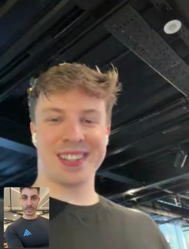 A video-call screenshot showing an online training session with Atai